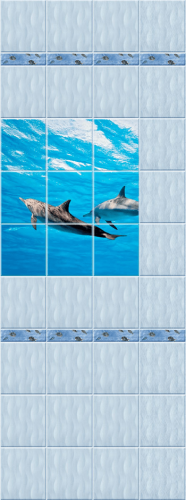 Стеновые ПВХ панели фотопечать Мореман дельфины узор - купить в интернет-магазине Diopt.ru