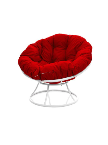 Кресло ПАПАСАН без ротанга белое, красная подушка - купить в интернет-магазине Diopt.ru Кресло ПАПАСАН без ротанга белое, красная подушка - купить в интернет-магазине Diopt.ru