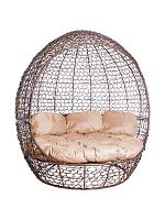 Диван Комфорт Купол с ротангом, коричневый, бежевая подушка