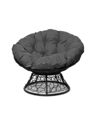 Кресло ПАПАСАН с ротангом чёрное, серая подушка - купить в интернет-магазине Diopt.ru