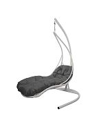 Подвесное кресло ЛЕЖАЧЕЕ, с ротангом белое, серая подушка