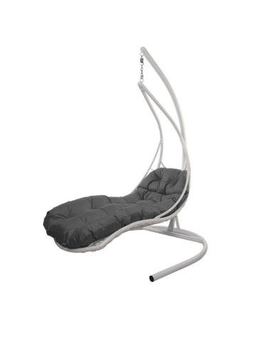 Подвесное кресло ЛЕЖАЧЕЕ, с ротангом белое, серая подушка - купить в интернет-магазине Diopt.ru