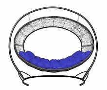 Подвесное кресло Диоген чёрное, синяя подушка