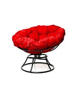 Кресло ПАПАСАН пружинка без ротанга чёрное, красная подушка