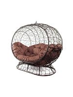 Диван УЛЕЙ на ножках с ротангом коричневый, коричневая подушка