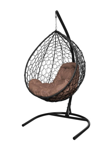 Подвесное кресло КАПЛЯ с ротангом чёрное, подушка Какао - купить в интернет-магазине Diopt.ru