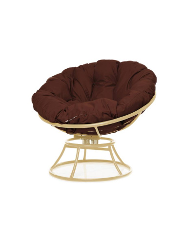 Кресло ПАПАСАН пружинка без ротанга бежевое, коричневая подушка - купить в интернет-магазине Diopt.ru