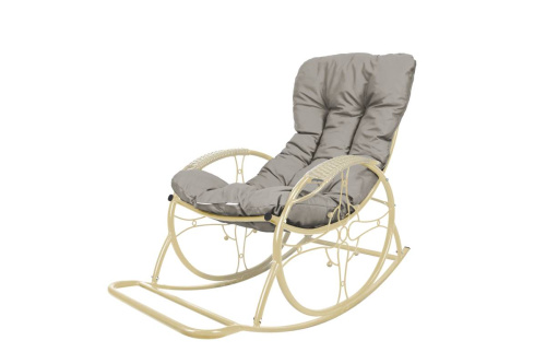 Кресло-качалка Овал ЛЮКС бежевое, серая подушка - купить в интернет-магазине Diopt.ru Кресло-качалка Овал ЛЮКС бежевое, серая подушка - купить в интернет-магазине Diopt.ru