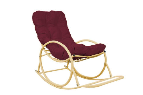 Кресло-качалка Овал бежевое, бордовая подушка - купить в интернет-магазине Diopt.ru