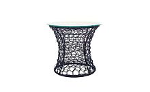 Стол Бонго макси классика со стеклом (бесцветный), черный, диаметр 0,56 м