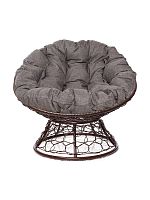 Кресло ПАПАСАН с ротангом коричневое, подушка Пепел