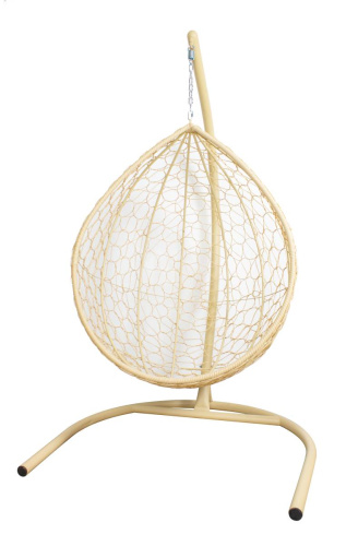 Подвесное кресло КАПЛЯ с ротангом бежевое (БЕЗ ПОДУШКИ) - купить в интернет-магазине Diopt.ru