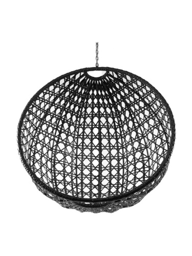 Подвесное кресло КРУГ ЛЮКС с ротангом, чёрный (БЕЗ СТОЙКИ, БЕЗ ПОДУШКИ) - купить в интернет-магазине Diopt.ru