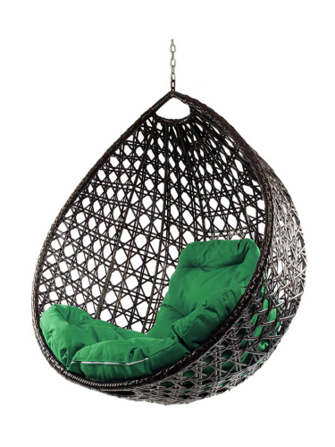 Подвесное кресло КАПЛЯ ЛЮКС с ротангом, коричневый, розовая подушка (БЕЗ СТОЙКИ) - купить в интернет-магазине Diopt.ru