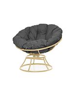 Кресло ПАПАСАН пружинка без ротанга бежевое, серая подушка