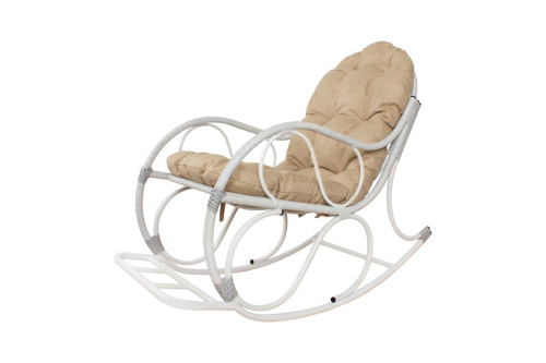 Кресло-качалка Элит белое, подушка Лен - купить в интернет-магазине Diopt.ru