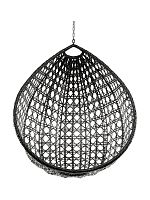 Подвесное кресло КАПЛЯ ЛЮКС с ротангом, чёрный (БЕЗ СТОЙКИ, БЕЗ ПОДУШКИ)