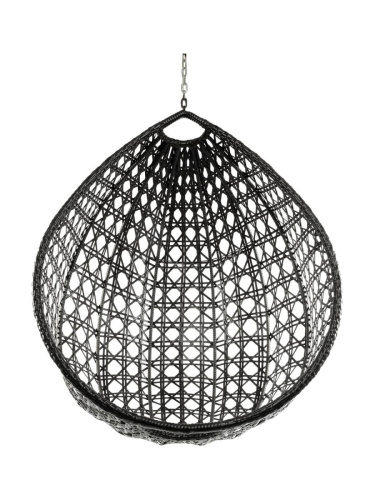 Подвесное кресло КАПЛЯ ЛЮКС с ротангом, чёрный (БЕЗ СТОЙКИ, БЕЗ ПОДУШКИ) - купить в интернет-магазине Diopt.ru