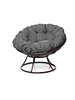 Кресло ПАПАСАН без ротанга коричневое, серая подушка