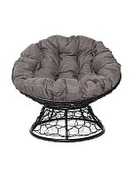 Кресло ПАПАСАН с ротангом чёрное, подушка Пепел