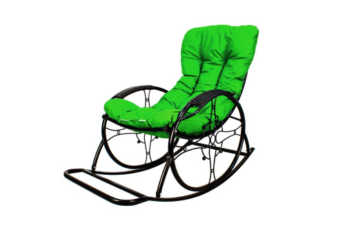 Кресло-качалка Овал ЛЮКС черное, зеленая подушка - купить в интернет-магазине Diopt.ru