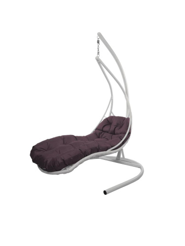 Подвесное кресло ЛЕЖАЧЕЕ, с ротангом белое, бордовая подушка - купить в интернет-магазине Diopt.ru