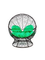 Кресло АПЕЛЬСИН с ротангом коричневое, зелёная подушка