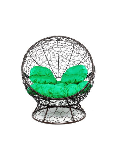 Кресло АПЕЛЬСИН с ротангом коричневое, зелёная подушка - купить в интернет-магазине Diopt.ru