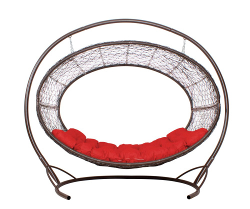 Подвесное кресло Диоген коричневое, красная подушка - купить в интернет-магазине Diopt.ru