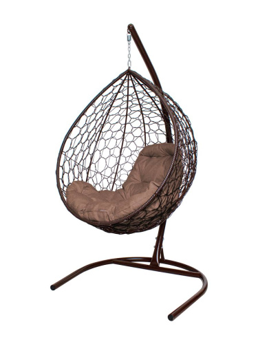 Подвесное кресло КАПЛЯ Home с ротангом коричневое, подушка Какао - купить в интернет-магазине Diopt.ru