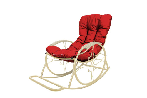 Кресло-качалка Овал ЛЮКС бежевое, красная подушка - купить в интернет-магазине Diopt.ru Кресло-качалка Овал ЛЮКС бежевое, красная подушка - купить в интернет-магазине Diopt.ru