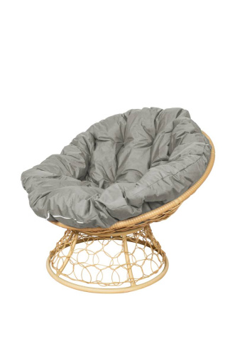 Кресло ПАПАСАН с ротангом бежевое, серая подушка - купить в интернет-магазине Diopt.ru Кресло ПАПАСАН с ротангом бежевое, серая подушка - купить в интернет-магазине Diopt.ru