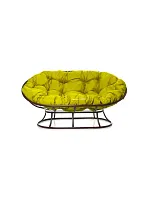 Диван МАМАСАН без ротанга коричневое, желтая  подушка