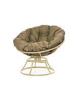 Кресло ПАПАСАН пружинка без ротанга бежевое, бежевая подушка