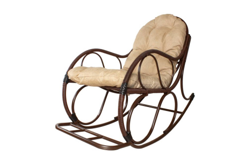 Кресло-качалка Элит коричневое, подушка Лен - купить в интернет-магазине Diopt.ru