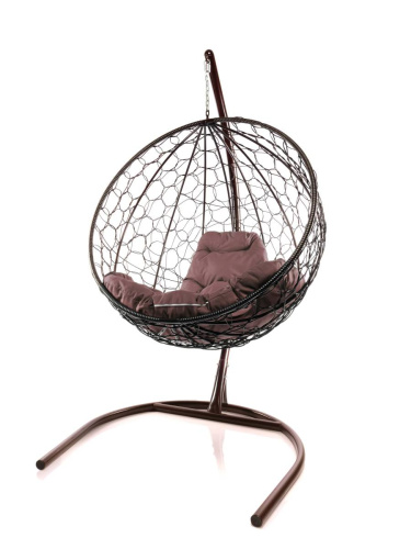 Подвесное кресло КРУГ с ротангом коричневое, коричневая подушка - купить в интернет-магазине Diopt.ru Подвесное кресло КРУГ с ротангом коричневое, коричневая подушка - купить в интернет-магазине Diopt.ru
