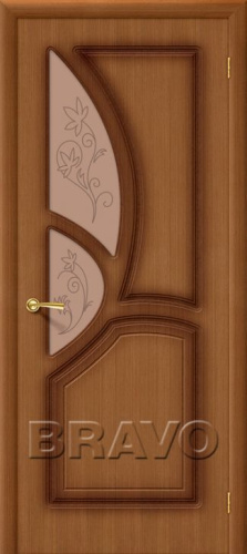 Межкомнатная шпонированная дверь Стандарт Греция ПО худ. стекло орех - купить в интернет-магазине Diopt.ru