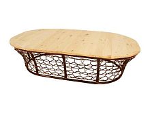 Стол МАМАСАН овальный коричневый с ротангом