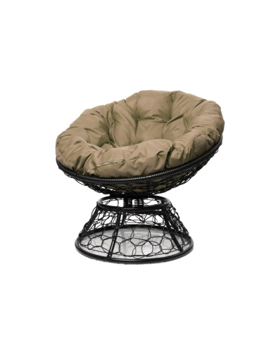 Кресло ПАПАСАН пружинка с ротангом чёрное, бежевая подушка - купить в интернет-магазине Diopt.ru