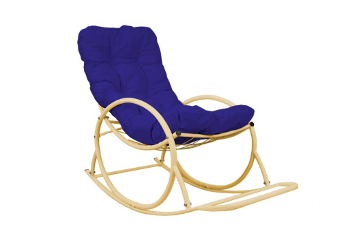 Кресло-качалка Овал бежевое, синяя подушка - купить в интернет-магазине Diopt.ru