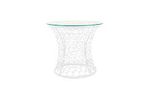 Стол Бонго макси классика со стеклом (бесцветный), белый, диаметр 0,56 м