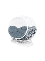 Диван УЛЕЙ на ножках с ротангом белый, серая подушка