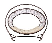 Подвесное кресло Диоген коричневое, бежевая подушка