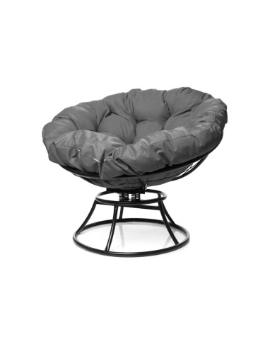 Кресло ПАПАСАН пружинка без ротанга чёрное, серая подушка - купить в интернет-магазине Diopt.ru Кресло ПАПАСАН пружинка без ротанга чёрное, серая подушка - купить в интернет-магазине Diopt.ru