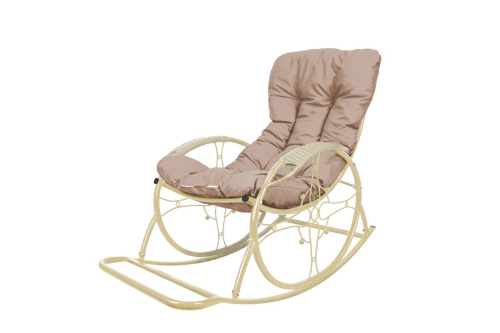 Кресло-качалка Овал ЛЮКС бежевое, бежевая подушка - купить в интернет-магазине Diopt.ru Кресло-качалка Овал ЛЮКС бежевое, бежевая подушка - купить в интернет-магазине Diopt.ru