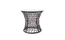 Стол Бонго макси классика со стеклом (бесцветный), коричневый, диаметр 0,56 м