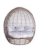 Диван Комфорт Купол с ротангом, коричневый, серая подушка