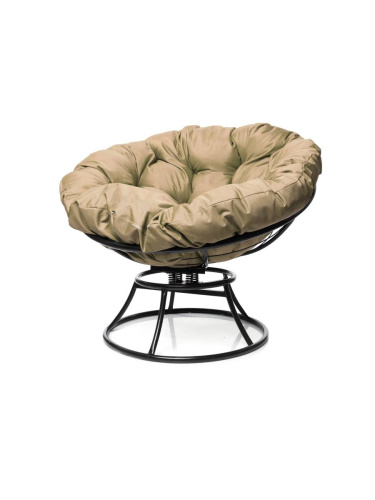 Кресло ПАПАСАН пружинка без ротанга чёрное, бежевая подушка - купить в интернет-магазине Diopt.ru Кресло ПАПАСАН пружинка без ротанга чёрное, бежевая подушка - купить в интернет-магазине Diopt.ru