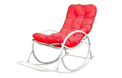 Кресло-качалка Овал белое, красная подушка - купить в интернет-магазине Diopt.ru Кресло-качалка Овал белое, красная подушка - купить в интернет-магазине Diopt.ru