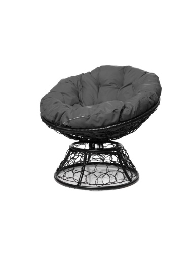 Кресло ПАПАСАН пружинка с ротангом чёрное, серая подушка - купить в интернет-магазине Diopt.ru